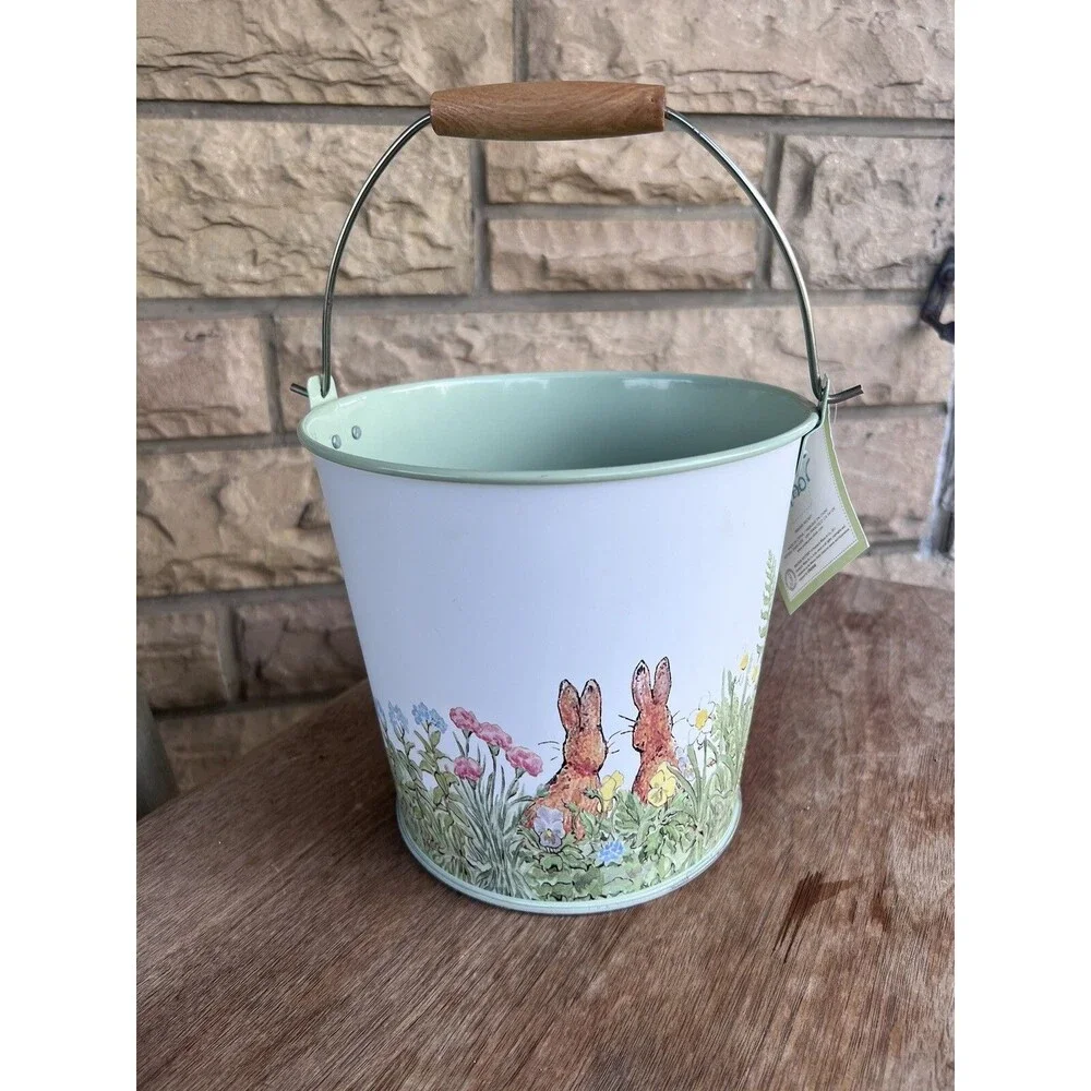 Pottery Barn Peter Rabbit Bucket with Wooden Handle
